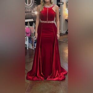 Stunning Scarlet Prom Dress with Embellished Details